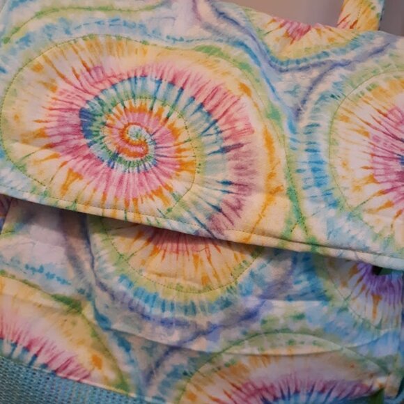 New Double Handle Backpack Carry All Blue Pink Rainbow Tie Water resistant liner - Picture 3 of 8